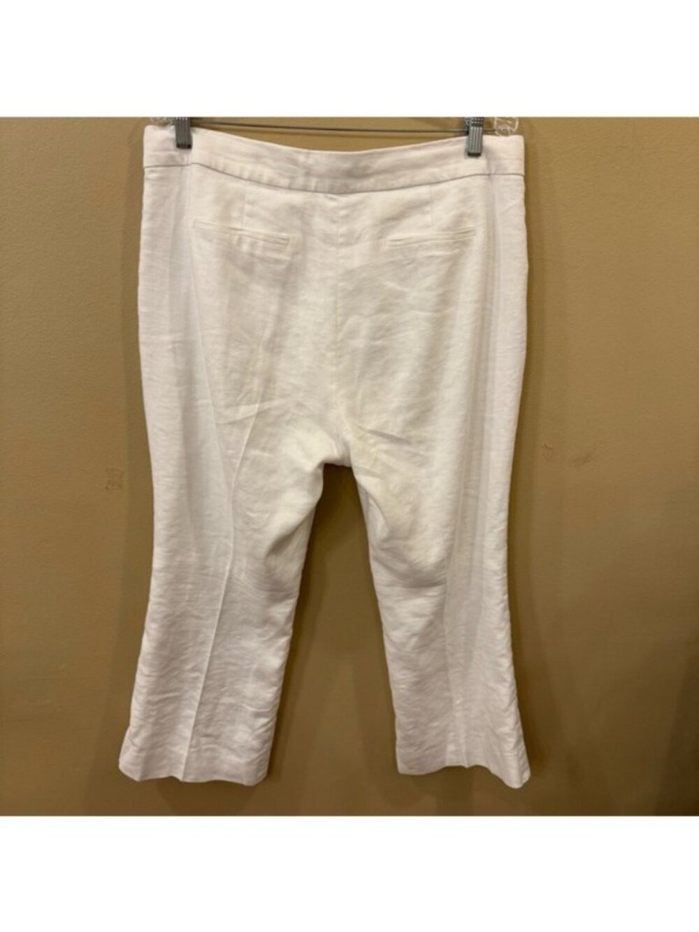 J.Crew Hayden Kickout Crop Pant Stretch Linen White Size 14 High Rise Lined - Picture 2 of 12